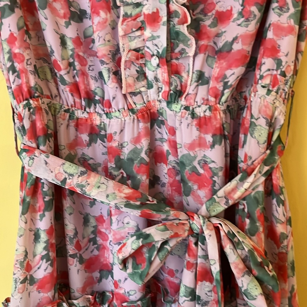 I100% lightweight polyester summer dress sz L - Picture 2 of 9